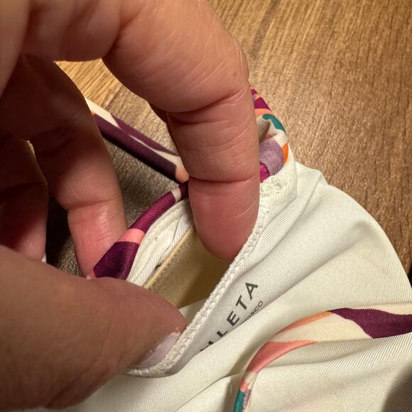 Athleta Womens Purple Floral Lace Up Tankini Swim Suit Top Size Small Tall ST - Picture 6 of 7